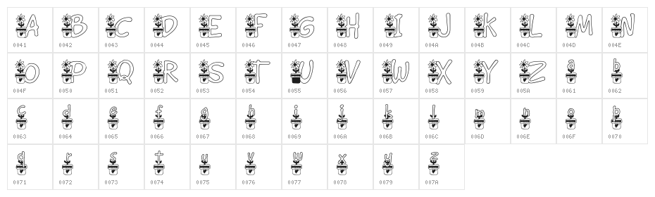 KG FLOWER Character Map