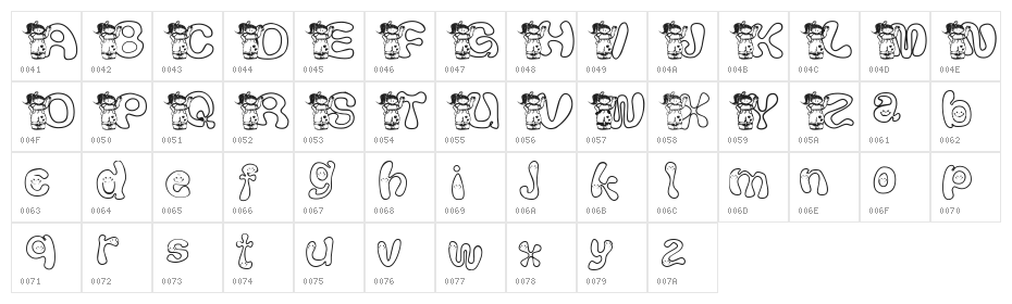 KG FONTGIRL Character Map