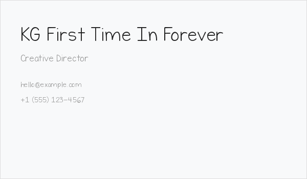 KG First Time In Forever Business Card