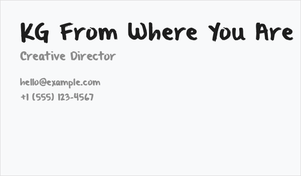 KG From Where You Are Business Card