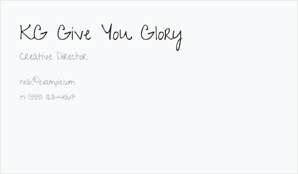 KG Give You Glory Business Card