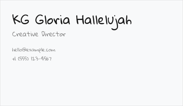 KG Gloria Hallelujah Business Card