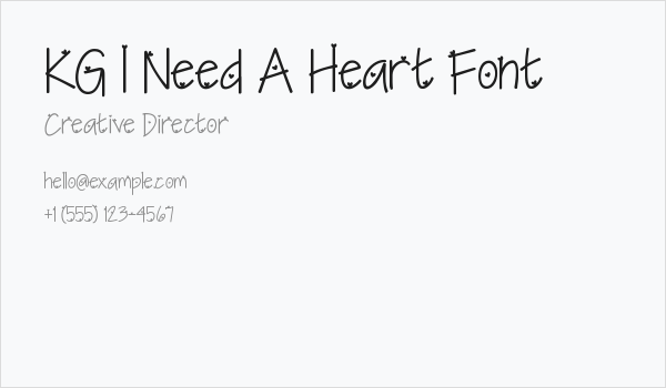 KG I Need A Heart Font Business Card