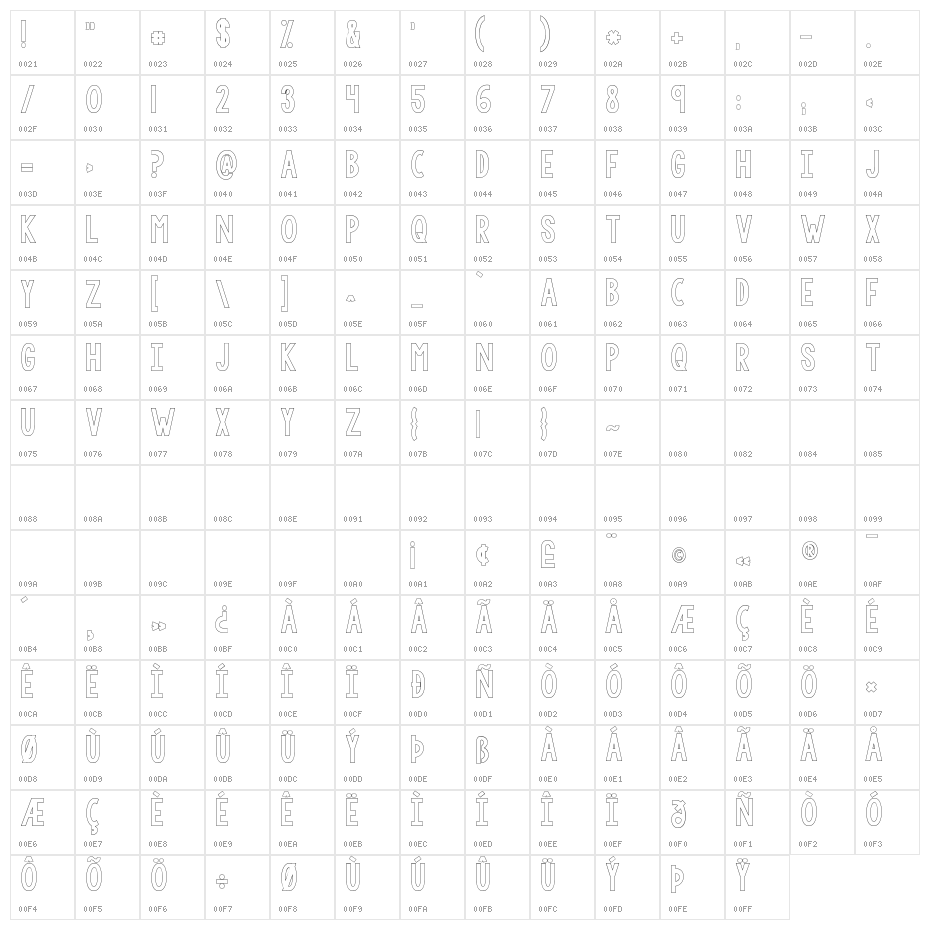 KG LET HER GO OUTLINE Character Map