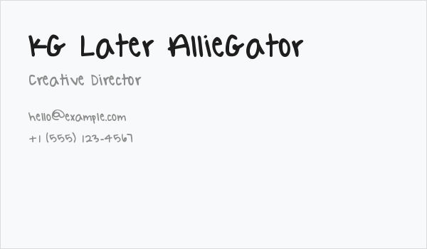 KG Later AllieGator Business Card