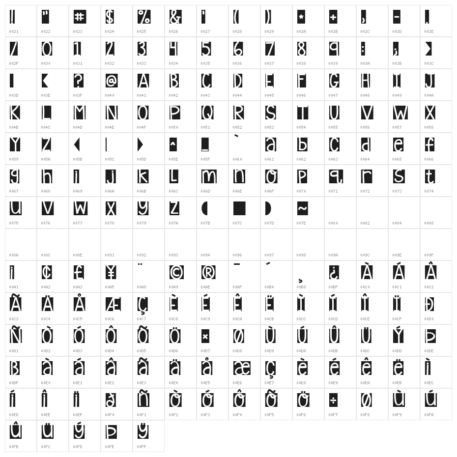 KG Laughter Lines Character Map