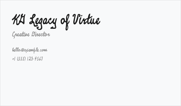 KG Legacy of Virtue Business Card