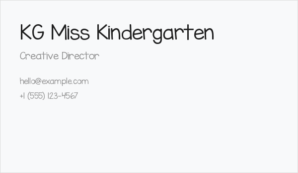 KG Miss Kindergarten Business Card
