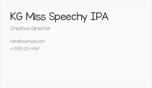 KG Miss Speechy IPA Business Card