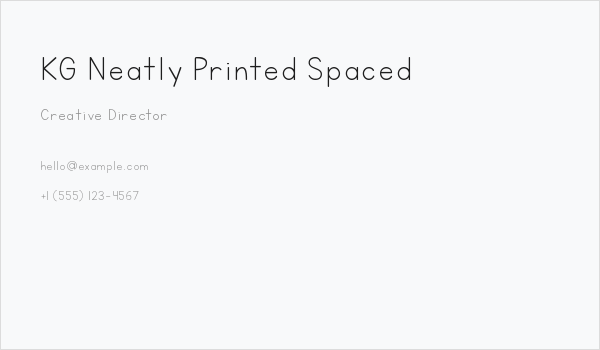 KG Neatly Printed Spaced Business Card