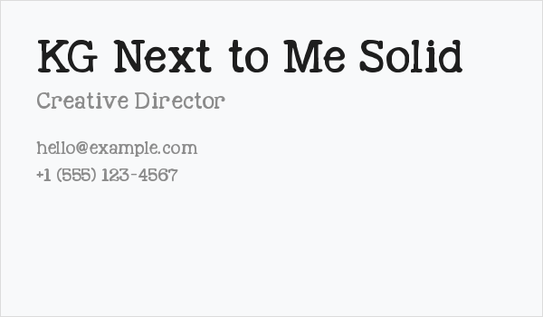 KG Next to Me Solid Business Card