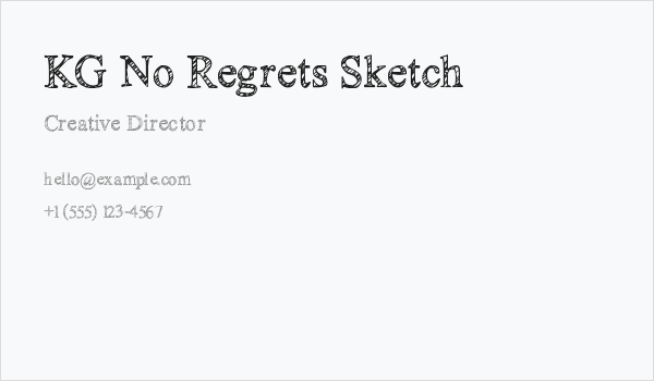 KG No Regrets Sketch Business Card