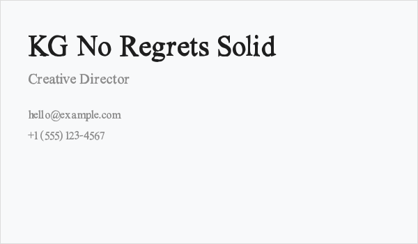 KG No Regrets Solid Business Card