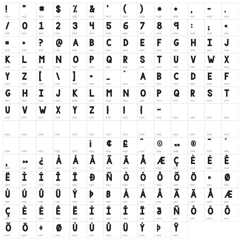 KG One More Light BIG Regular Character Map
