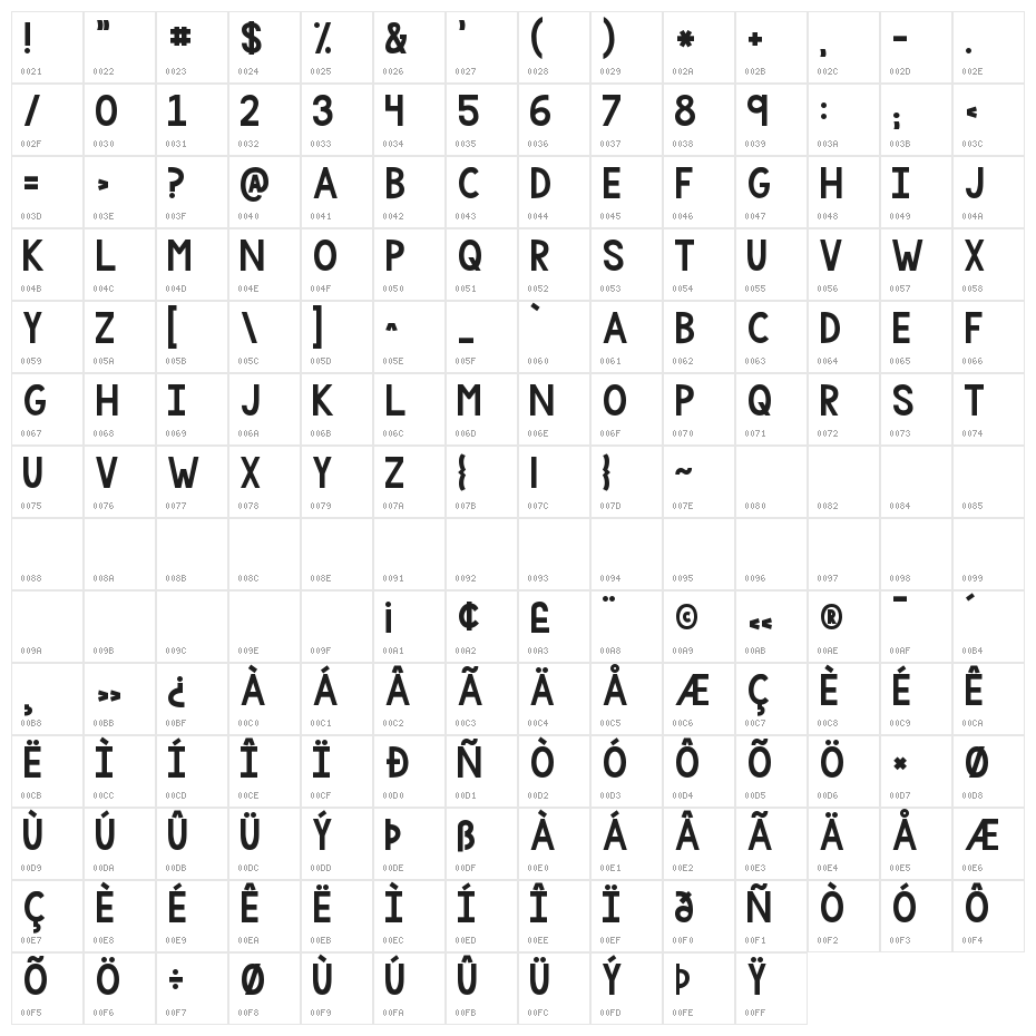 KG One More Light Regular Character Map