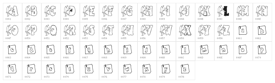 KG PENCIL Character Map