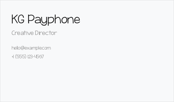 KG Payphone Business Card