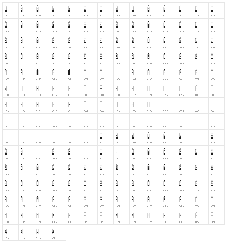 KG Pencil Lettering Character Map