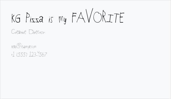 KG Pizza is my FAVORITE Business Card