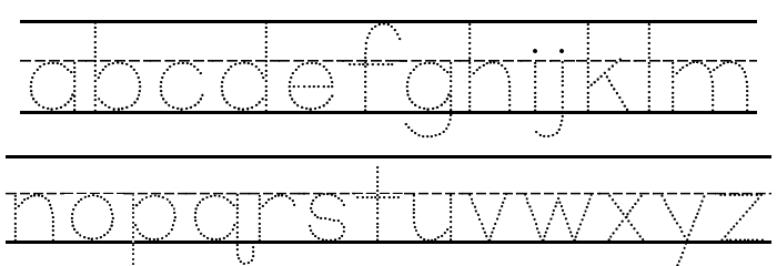 KG Primary Dots Lined NOSPACE Font LOWERCASE