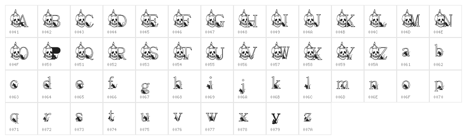 KG SKELETON Character Map