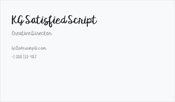 KG Satisfied Script Business Card