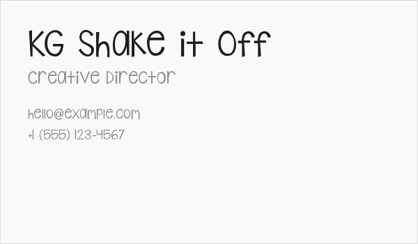 KG Shake it Off Business Card