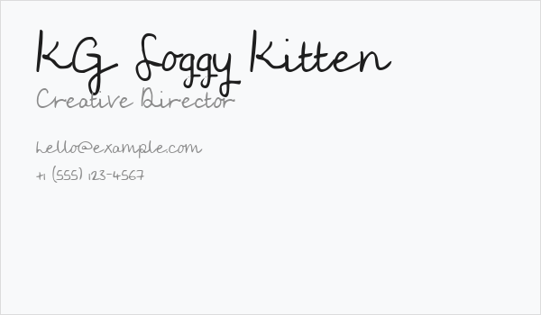 KG Soggy Kitten Business Card