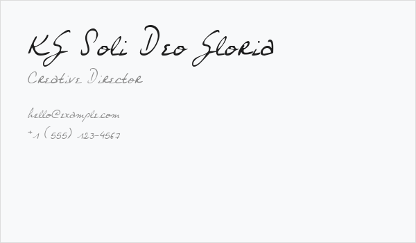 KG Soli Deo Gloria Business Card