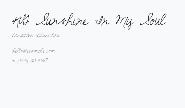 KG Sunshine In My Soul Business Card