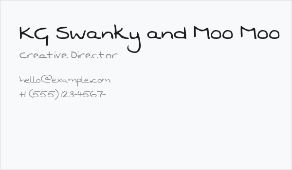 KG Swanky and Moo Moo Business Card