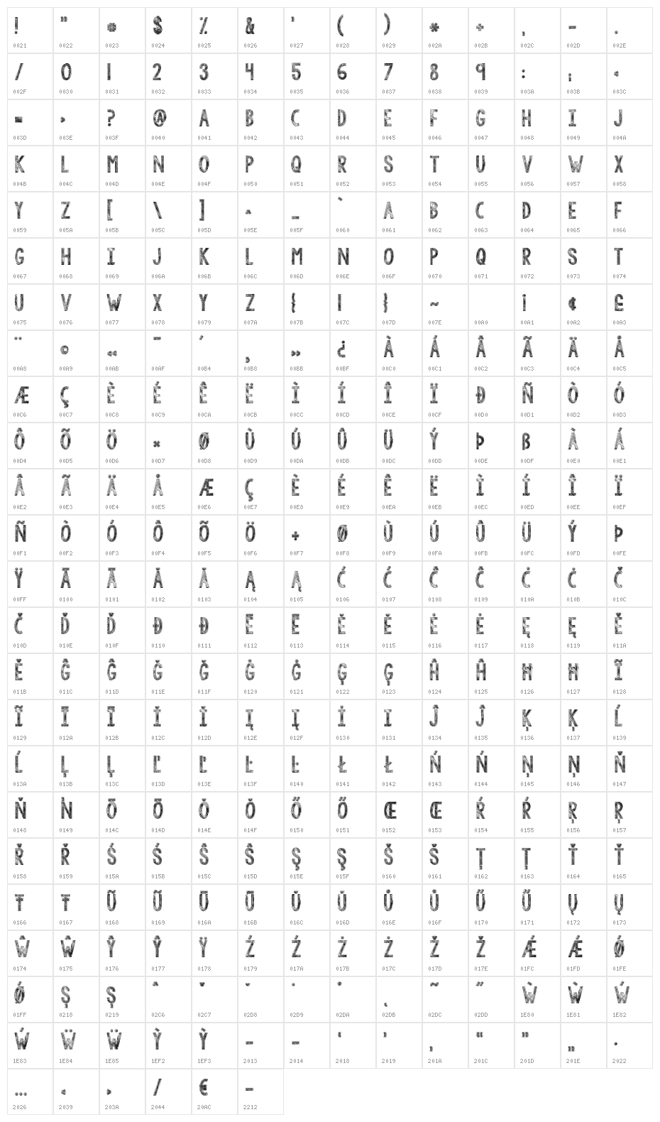 KG Tangled Up In You  Character Map
