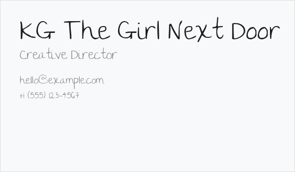 KG The Girl Next Door Business Card