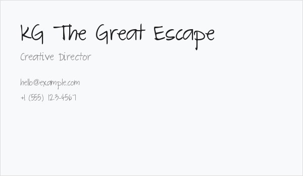 KG The Great Escape Business Card