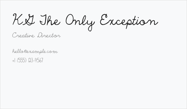 KG The Only Exception Business Card