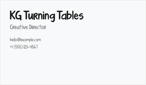 KG Turning Tables Business Card