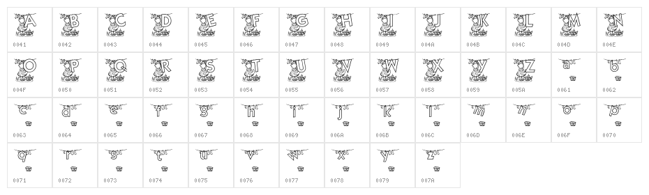 KG WASHDAY Character Map