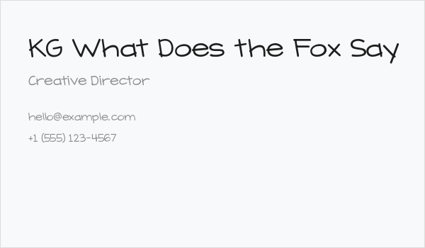 KG What Does the Fox Say Business Card