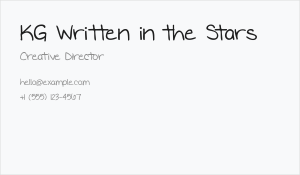 KG Written in the Stars Business Card