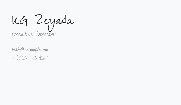 KG Zeyada Business Card