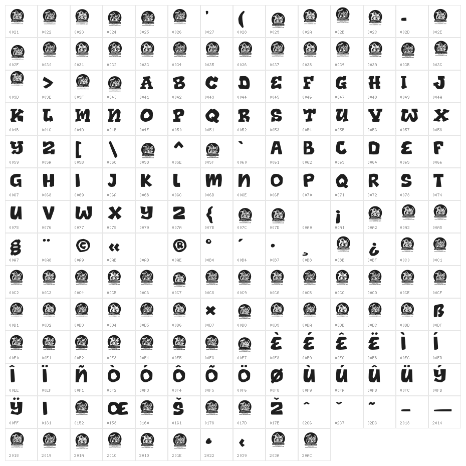 KHIWU Thin Personal Use Character Map