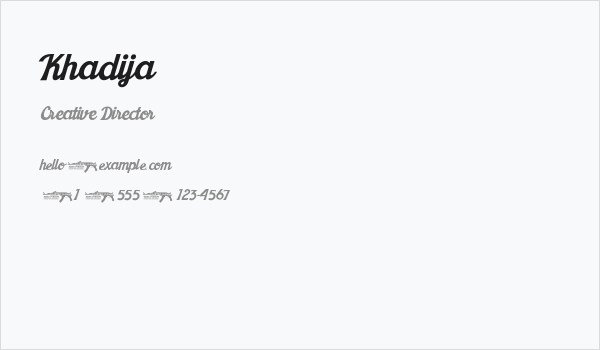 Khadija Business Card