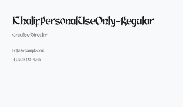 KhalifPersonalUseOnly-Regular Business Card