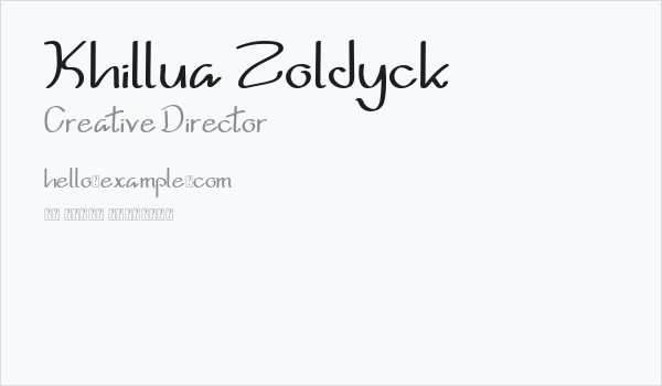 Khillua Zoldyck Business Card