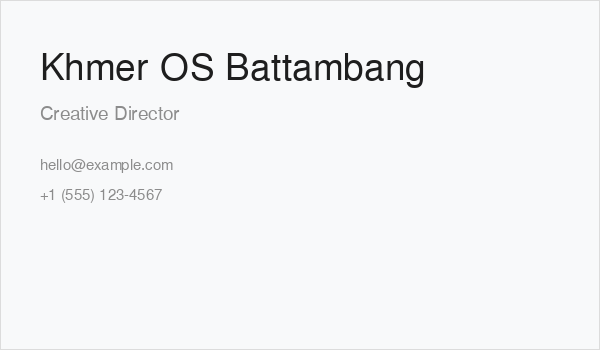 Khmer OS Battambang Business Card