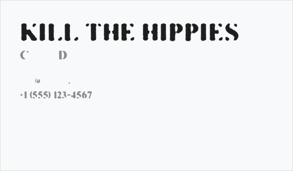KILL THE HIPPIES Business Card