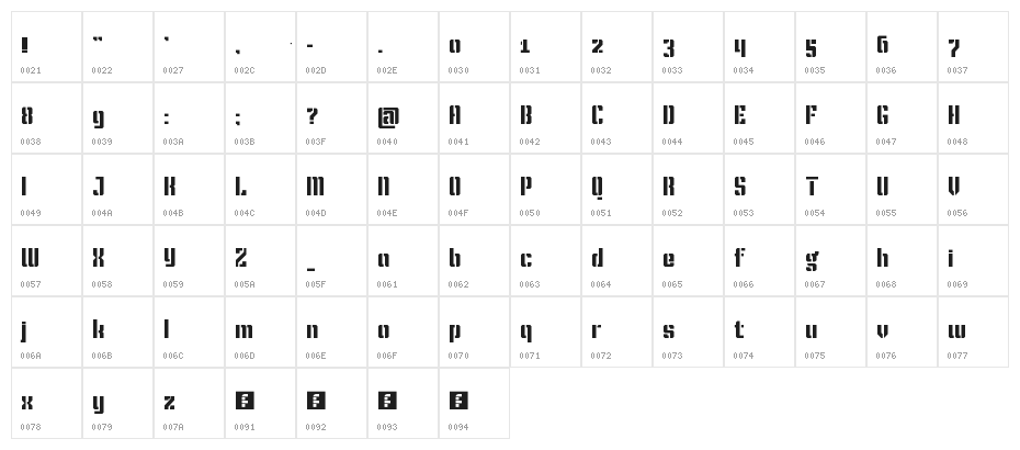 KING SANS STENCIL Regular Character Map