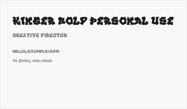 KINGER BOLD PERSONAL USE Business Card