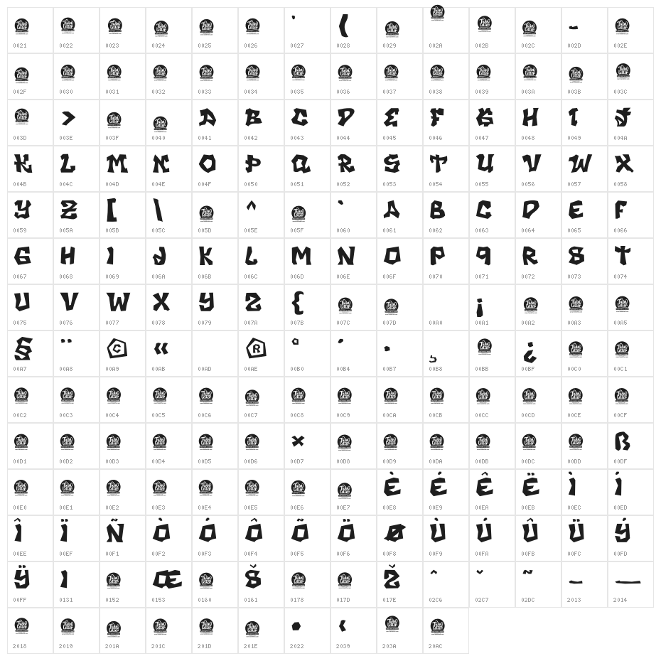 KINGER PERSONAL USE Character Map