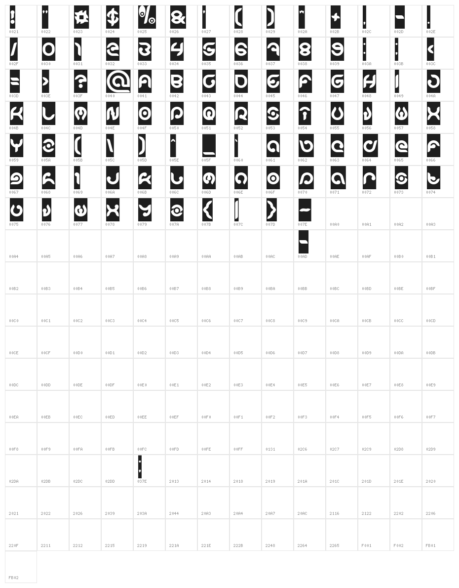 KIOSHIMA-Inverse Character Map